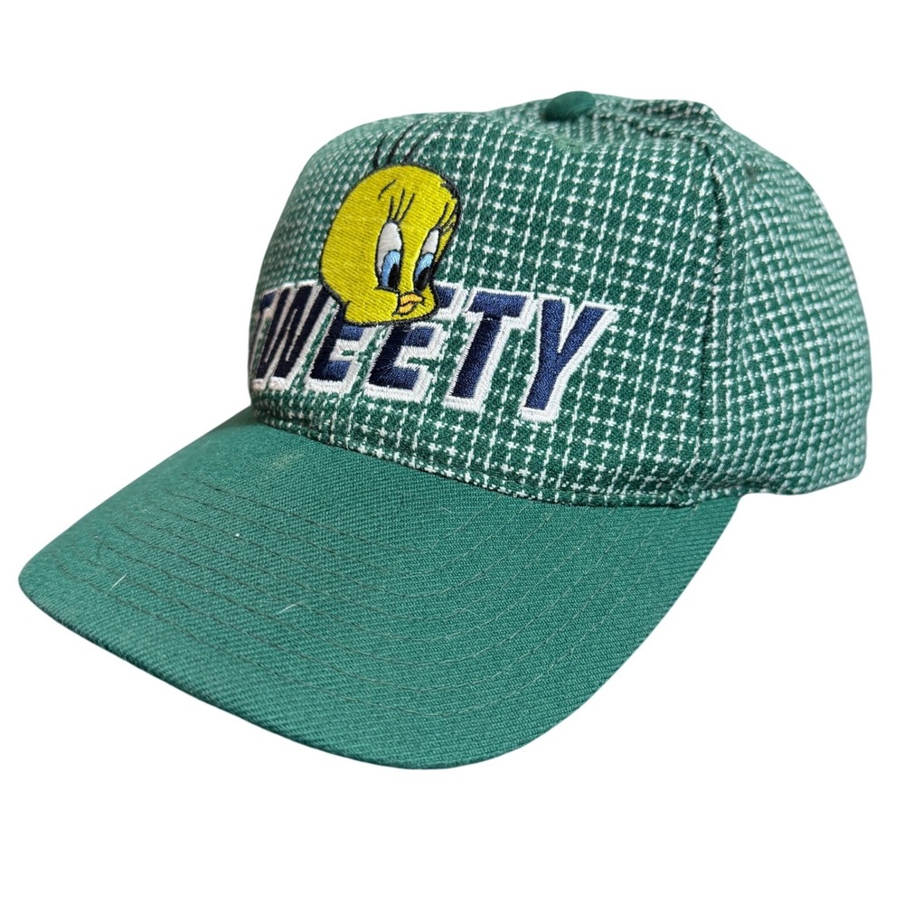 Vintage 1998 Tweety Bird Hat Star Toons by Drew Pearson Green Looney Tunes Cap